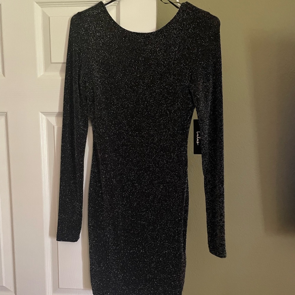 Black sparkly backless dress